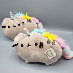 Lot of 2 GUND Pusheenicorn 12" Plush Grey Rainbow Tail 2018 Pusheen 4048884 Tag